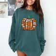 Halloween Books Pumpkin Reading Teacher Fall Men Women Comfort Colors Sweatshirt Blue Spruce
