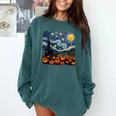 Halloween Pumpkin Starry Night Van Gogh Art Teacher Comfort Colors Sweatshirt Blue Spruce