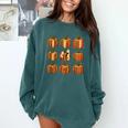 Halloween Teacher Fall Book Pumpkin Retro Reading Comfort Colors Sweatshirt Blue Spruce