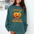 Halloween Teacher Librarian Pumpkin Reading Books Men Women Kids Comfort Colors Sweatshirt Blue Spruce Halloween Teacher Librarian Pumpkin Reading Books Men Women Kids Comfort Colors Sweatshirt Blue Spruce