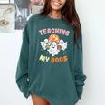 Halloween Teacher Teaching My Boos Costume Teacher Men Women Comfort Colors Sweatshirt Blue Spruce