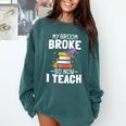 Halloween Teacher Tee My Broom Broke So Now I Teach Comfort Colors Sweatshirt Blue Spruce Halloween Teacher Tee My Broom Broke So Now I Teach Comfort Colors Sweatshirt Blue Spruce