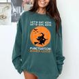 Halloween Teacher Witch Lets Eat Kids Punctuation Comfort Colors Sweatshirt Blue Spruce