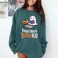 Halloween Teacher Women Cute Reading Ghost Read More Books Comfort Colors Sweatshirt Blue Spruce Halloween Teacher Women Cute Reading Ghost Read More Books Comfort Colors Sweatshirt Blue Spruce