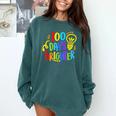 Happy 100th Day Of School 100 Days Brighter Girls Teacher Comfort Colors Sweatshirt Blue Spruce