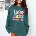 Happy 100th Day Of School 100 Days Brighter Teachers Kids Comfort Colors Sweatshirt Blue Spruce