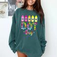 Happy Dot Day 2025 Teacher Kids Girls Colorful Polka Dot Day Comfort Colors Sweatshirt Blue Spruce