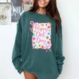 Happy Dot Day Bow Coquette For Teacher Girls Comfort Colors Sweatshirt Blue Spruce