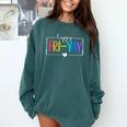 Happy Fri-Yay Fri Yay Teacher Student Friday Weekend Comfort Colors Sweatshirt Blue Spruce