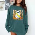 Happy Fri-Yay Friday Lovers Groovy Teacher Life Halloween Comfort Colors Sweatshirt Blue Spruce
