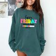 Happy Friyay Teacher School Friday Weekend Vibes Comfort Colors Sweatshirt Blue Spruce Happy Friyay Teacher School Friday Weekend Vibes Comfort Colors Sweatshirt Blue Spruce