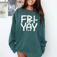 Happy Friyay Teacher Shirt Cute Teacher Fashion Fri-Yay Comfort Colors Sweatshirt Blue Spruce