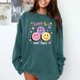 Happy To See Your Face Smile Face Teacher Back To School Comfort Colors Sweatshirt Blue Spruce Happy To See Your Face Smile Face Teacher Back To School Comfort Colors Sweatshirt Blue Spruce
