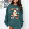Haunted By 67 Boo Ghost Teacher 6 7 Halloween Costume Comfort Colors Sweatshirt Blue Spruce