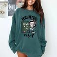Haunted 67 Skeleton Math Teacher Halloween Costume Math Pun Comfort Colors Sweatshirt Blue Spruce
