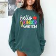 Hello Kindergarten Team Kinder Back To School Teacher Kids Comfort Colors Sweatshirt Blue Spruce