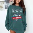 Some Heroes Wear Capes Others Teach 4th Grade Teacher Men Women Kids Comfort Colors Sweatshirt Blue Spruce
