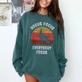 Hocus Pocus Everybody Focus Witch Halloween Teacher Women Comfort Colors Sweatshirt Blue Spruce