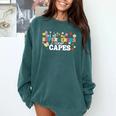Hot All Superheroes Wear Capes Cute Teacher End Of School Comfort Colors Sweatshirt Blue Spruce
