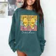 Interventionist Teacher Groovy Coquette Bow Back To School Comfort Colors Sweatshirt Blue Spruce