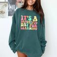 It's Beautiful Day For Learning Retro Teacher Students Women Comfort Colors Sweatshirt Blue Spruce