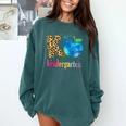K Is For Kindergarten Teacher Tie Dye Back To School Kinder For Men Women Girls Kids Comfort Colors Sweatshirt Blue Spruce