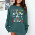 Kindergarten Where The Adventure Begins Shirt Children's Teacher Comfort Colors Sweatshirt Blue Spruce Kindergarten Where The Adventure Begins Shirt Children's Teacher Comfort Colors Sweatshirt Blue Spruce