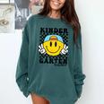 Kindergarten Teacher Hippie Smile Face Back School Comfort Colors Sweatshirt Blue Spruce