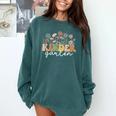 Kindergarten Teacher Wildflower Back To School Floral Outfit Men Women Comfort Colors Sweatshirt Blue Spruce