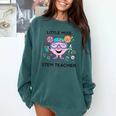 Little Miss Stem Teacher Comfort Colors Sweatshirt Blue Spruce