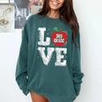 LOVE Apple 3rd Grade Teacher Student School Comfort Colors Sweatshirt Blue Spruce LOVE Apple 3rd Grade Teacher Student School Comfort Colors Sweatshirt Blue Spruce