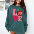 Love Kindergarten Cute Apple School Teacher Comfort Colors Sweatshirt Blue Spruce Love Kindergarten Cute Apple School Teacher Comfort Colors Sweatshirt Blue Spruce