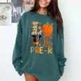 Love Pre-k Teacher Shirts Autumn Fall Pumpkin Fall Leopard Comfort Colors Sweatshirt Blue Spruce