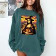 Mona Lisa Pumpkin Halloween Art Teacher Witchy Women Kids Comfort Colors Sweatshirt Blue Spruce Mona Lisa Pumpkin Halloween Art Teacher Witchy Women Kids Comfort Colors Sweatshirt Blue Spruce