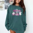 In October We Wear Pink Ballet Ghost Teacher Breast Cancer Comfort Colors Sweatshirt Blue Spruce