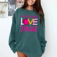 In October We Wear Pink Love Teacher Breast Cancer Awareness Comfort Colors Sweatshirt Blue Spruce