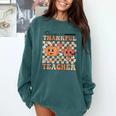 One Thankful Teacher Thanksgiving Groovy Fall Autumn Teacher Comfort Colors Sweatshirt Blue Spruce One Thankful Teacher Thanksgiving Groovy Fall Autumn Teacher Comfort Colors Sweatshirt Blue Spruce