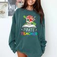 Pirate Teacher Halloween Skull Adult Comfort Colors Sweatshirt Blue Spruce