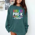 Pre-K Crew Teacher Team Squad Hello Back School Graduation Comfort Colors Sweatshirt Blue Spruce