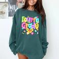 Preppy Fourth Grade Back To School 4th Grade Teacher Girls Comfort Colors Sweatshirt Blue Spruce