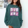 Preppy Spooky Teacher Halloween Ghost Coquette Bow Autumn Comfort Colors Sweatshirt Blue Spruce