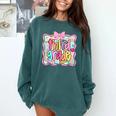 Preppy Third Grade Back To School Teacher Girl Kid Comfort Colors Sweatshirt Blue Spruce