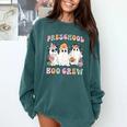 Preschool Boo Crew Groovy Halloween Floral Ghost Teacher Men Women Kids Comfort Colors Sweatshirt Blue Spruce Preschool Boo Crew Groovy Halloween Floral Ghost Teacher Men Women Kids Comfort Colors Sweatshirt Blue Spruce
