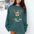 Preschool Crew Xmas Reindeer Teacher Student Christmas Comfort Colors Sweatshirt Blue Spruce