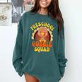 Preschool Gobble Squad Cute Turkey Thanksgiving Teacher Comfort Colors Sweatshirt Blue Spruce