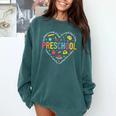 Preschool Teacher Pre-K Heart First Day Of Preschool Kids Comfort Colors Sweatshirt Blue Spruce Preschool Teacher Pre-K Heart First Day Of Preschool Kids Comfort Colors Sweatshirt Blue Spruce