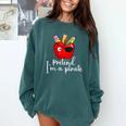 Pretend I'm A Pirate Teacher Apple Talk Like A Pirate Day Men Women Kids Comfort Colors Sweatshirt Blue Spruce