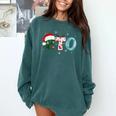 PTO Santa Hat Reindeer Parent Teacher Organization Christmas Comfort Colors Sweatshirt Blue Spruce