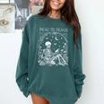 Read In Peace Skeleton Reading Teacher Spooky Halloween Comfort Colors Sweatshirt Blue Spruce Read In Peace Skeleton Reading Teacher Spooky Halloween Comfort Colors Sweatshirt Blue Spruce