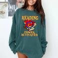 Reading Super Power Activated Superhero Teacher Or Student Men Women Girls Kids Comfort Colors Sweatshirt Blue Spruce